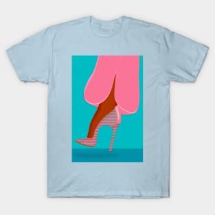 Pink trouser and colorful high heel shoe T-Shirt